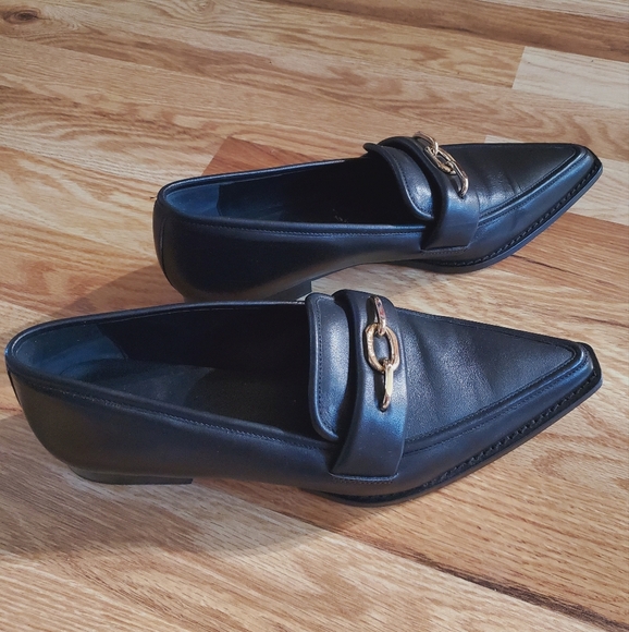 anine bing selma loafer 40 black with gold hardware - Picture 2 of 12